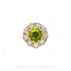 GS040 PD/D - 14 Karat Gold Slide with Peridot center and Diamond accents 